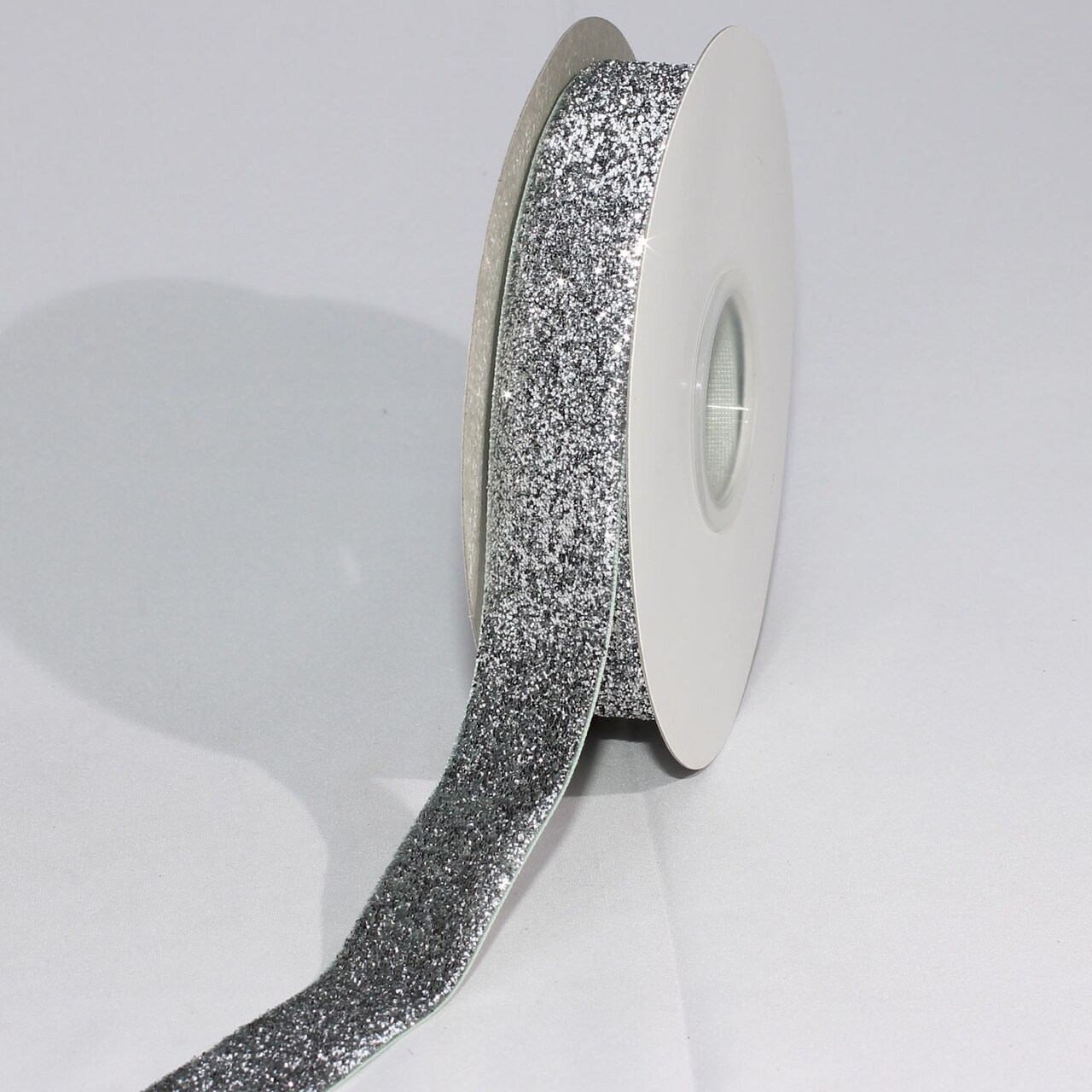The Ribbon People Silver Glitter Woven Edge Velvet Craft Ribbon 1" x 11 Yards
